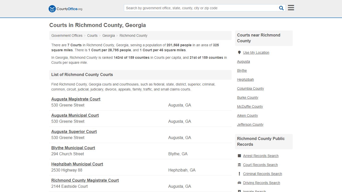 Courts - Richmond County, GA (Court Records & Calendars)